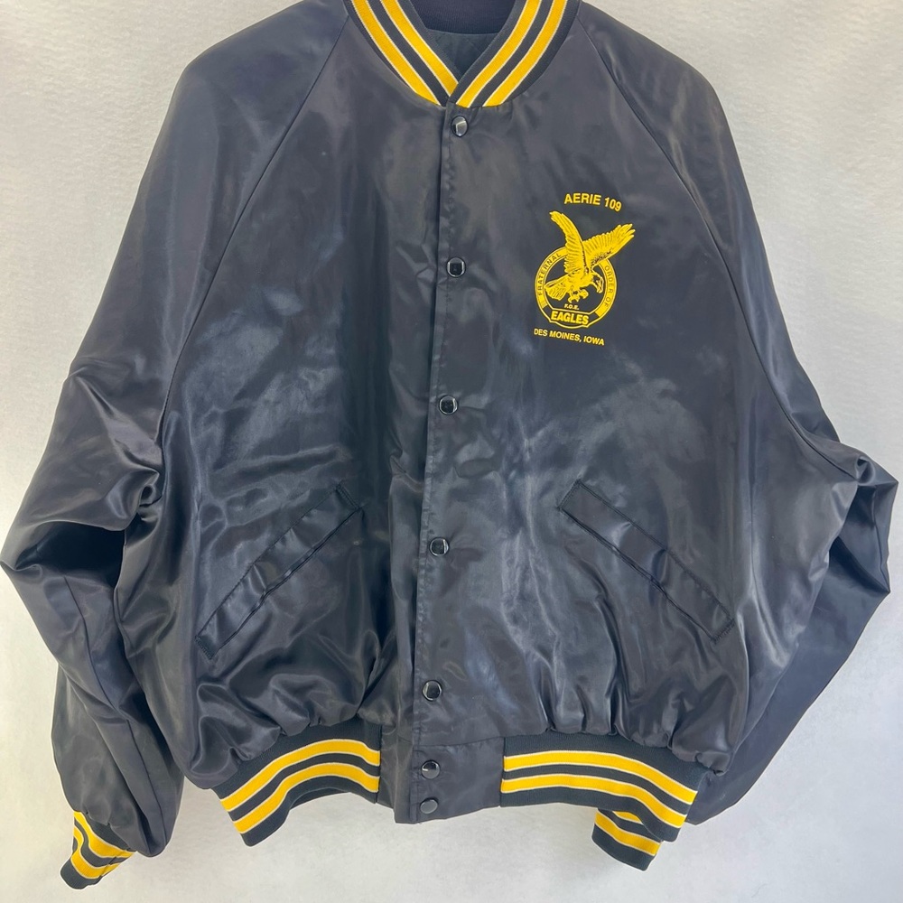 Vtg King Louie MADE IN USA Satin Bomber Jacket XL F.O.E. Eagles‎ Des Moines, IA